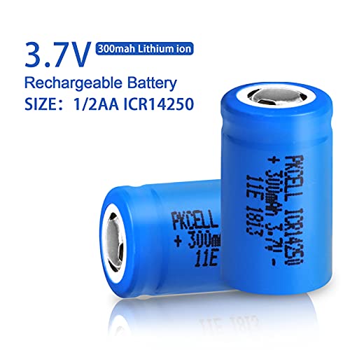 2 Pcs 3.7V Rechargeable Batteries 1/2Aa Lithium Ion Battery Icr14250 300Mah (Flat Top, 0.57 * 0.98Inch, Shorter Than Aa And Aaa #TOP3