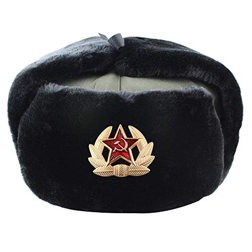 Chapka ushanka russe contre le froid extrême bonnet militaire de trappeur thermique avec badge