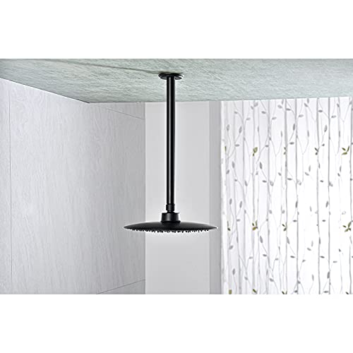 Anpean 12 Inch Shower Arm And Flange Matte Black, Ceiling Mounted Shower Arm For Rain Shower Head #TOP2