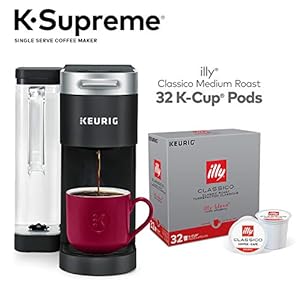 Keurig K-Supreme Coffee Maker, Black + Illy 100% Arabica Bean Signature Italian Blend Roasted Single Serve Drip Brewed Coffee K Cup Pods, Classico Medium Roast, 32Count Keurig K Supreme Coffee Maker Black Illy 100 Arabica Bean Signature Italian Blend Roasted Single Serve Drip Brewed Coffee K Cup Pods Classico Medium Roast 32Count