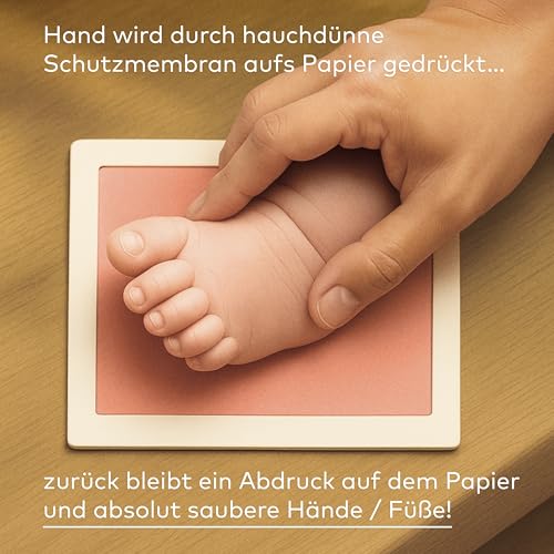 ABDRUCKZAUBER Original Baby Abdruckset 0-6 Monate I rosa Handabdruck Set & Fußabdruck Baby I Personalisiertes Geschenk Baby I Inkl. 3 Stempelpads, 3 Abdruckkarten & 1 liebevolle Faltkarte
