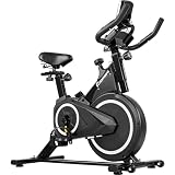 CENTURFIT Bicicleta Estática Compacta Negra para Ejercicio en Casa, 120 kg, Banda Silenciosa,...