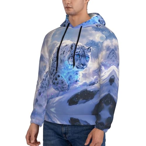 Hoodies for Men - Snow Leopard Sparkling Snow Long Sleeve Men's Hoodies & Sweatshirts Pullover Clothing Clothes3