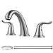 WOWOW Widespread Bathroom Faucet 2 Handle 3 Hole Solid Brass Stainless Steel Lead Free Vanity Faucet Lavatory Bathroom Basin Faucet Brushed Nickel Sink Faucets with Pop Up Drain Stopper