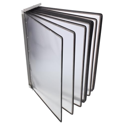 Image of BIUDECO Black Wall Mounted Display System Holder for 10-Page A4 Documents, User-Friendly Iron and PVC Folder for Organizing Reference Files in Office and Library