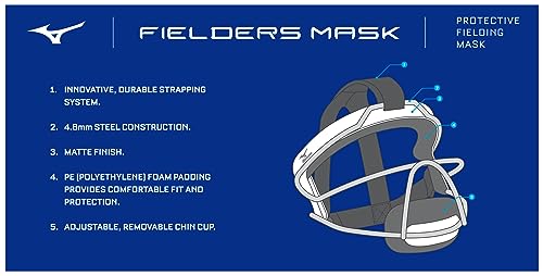 Mizuno Unisex-Erwachsene Softball-Fielder-Gesichtsmaske, Schwarz, X-Large
