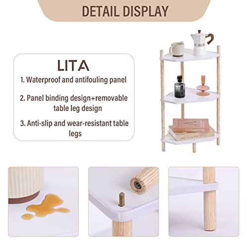 Lita White Wood Modern Side Table, Three-Story End-Table Storage Plant Stand For Bedroom, Living Room(White, 3-Tier) #TOP4