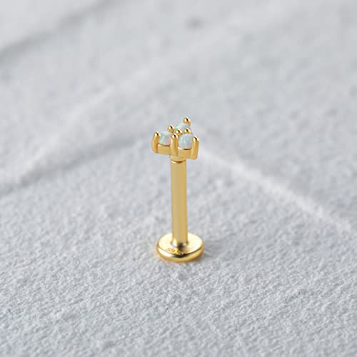 Solid 925 Sterling Silver Flat Back Stud Earrings, opal beads 16 Gauge Cartilage Helix Piercing One Piece4