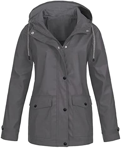 Windbreaker Lange lichte regenjas voor dames, waterdichte overgangsjas met capuchon, ademende jas, opvouwbare regenjas, herfst, softshelljas, outdoorjas, blauw, XL