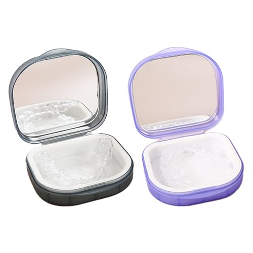 Caja de 2 aparatos ortopédicos con espejo, para Invisalign, caja de férula para ortodoncia Caja de 2 aparatos ortopédicos con espejo, para Invisalign, caja de férula para ortodoncia