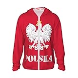 errtavt Poland Polish Flag Women's Sun Protection Hoodie Long Sleeve UV Shirts Jacket Hooded with Pockets for Hiking Outdoor Medium
