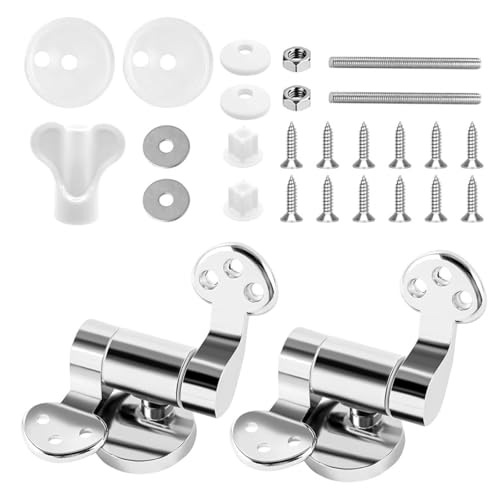Jortmrd 2 Set WC Sitz Scharnier Ersatzteile Toilettendeckel Scharniere für Toilettensitz mit Absenkautomatik Ersatzscharnier mit Beschlägen Reparaturteilen aus Zinklegierung für Meisten Toilettensitze