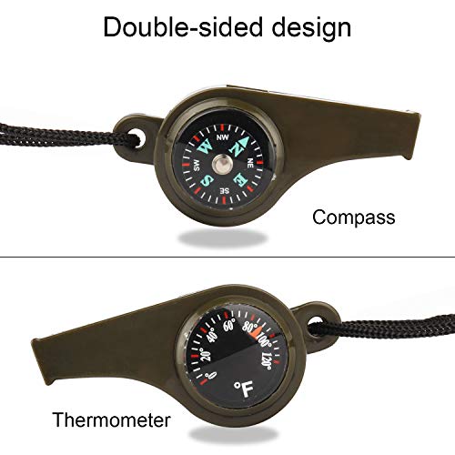 Ruifengsheng 3 Pack Emergency Survival Whistle, 3-In-1 Emergency Whistles With Compass And Thermometer, Loud Safety Whistle With Lanyard For Outdoor Hiking, Camping, Boating, Hunting, Fishing #TOP2