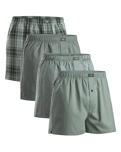 DANISH ENDURANCE American Boxershorts (4er|6er Pack), 100% Bio-Baumwolle, für Herren & Jungen, Grün/Streifen Mix 4er Pack, M