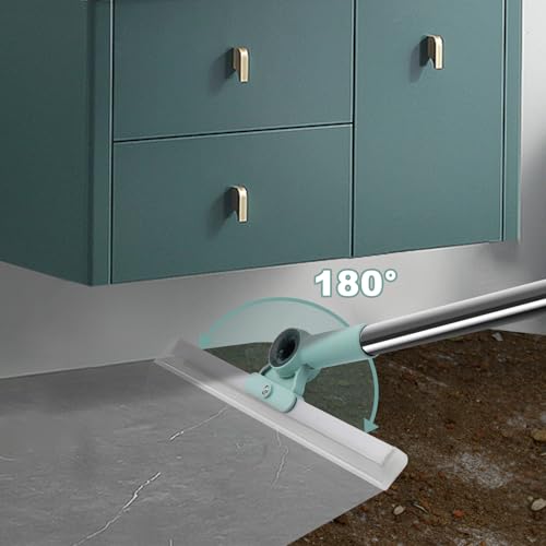 Image of Floor Squeegee for Concrete Floor - Double Layer Water Squeegee Magic Scrub Broom with 59'' Long Handle for Cleaning Shower Tiles, Glass Window, Swimming Pools, Garages, Pet Hair