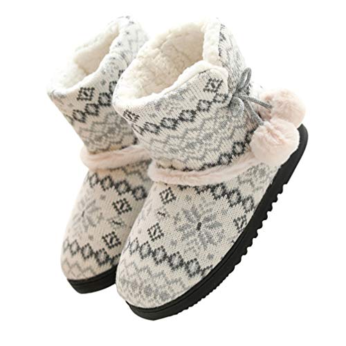 Holibanna Pantufas femininas de malha, meias de casa, solas de borracha, chinelos de casa para ambie