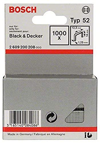 Bosch Accessories 2609200208 Agrafe à fil plat de type 52 12,3 x 1,25 x 14 mm 1000 pièces