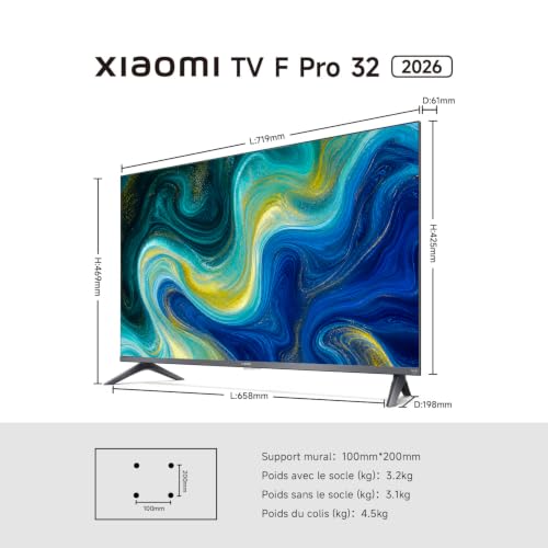 Xiaomi TV Pro 32 Pouces 2026, QLED Smart TV, Fire OS14,...