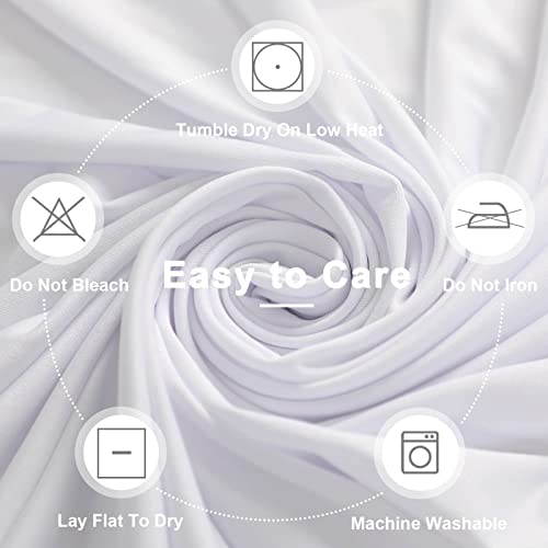 Image of OutdoorLines 2 Pieces White Spandex Table Cover for 4 Feet Rectangle Table - Elastic Massage Bed Fitted Table Cloth, Stretch Wrinkle Free Patio Table Covers for Party, Wedding and Birthday