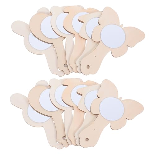ARTIBETTER 12 Pack Boys and Girls' Unfinished Hand-Painted Wooden Mirrors for DIY Mirror Projects Artistic Skill Development