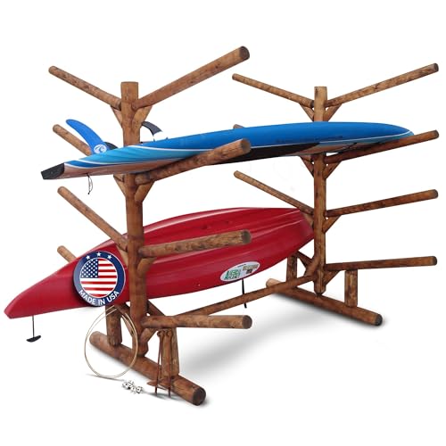 Log Kayak Rack 8-Place SUP Log Rack, Freestanding SUP Board