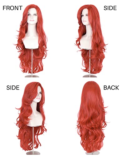 Missuhair Long Wavy Red Wig For Women Halloween Costume 32 Inches Red Hair Wig For Girls Cosplay Party Wig #TOP2