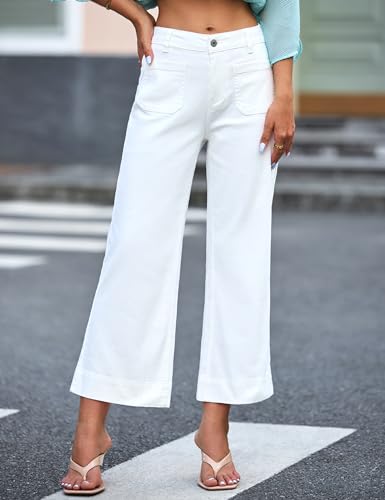 Luvamia LV-LPA-7874412V-PA-XL Wide Leg Jeans For Women Trendy High Waisted Flare Jeans Cropped Denim Pants Stretchy Baggy With Patch Pockets Women'S Pants thumb #2