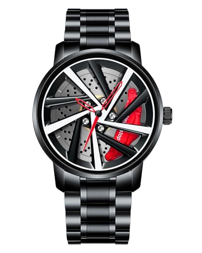 CIVO Reloj con Pulsera de Acero Hombre: Analógico Relojes Negro - Elegante Relojes para Hombre Rueda de Coche Llanta CIVO Reloj con Pulsera de Acero Hombre: Analógico Relojes Negro - Elegante Relojes para Hombre Rueda de Coche Llanta