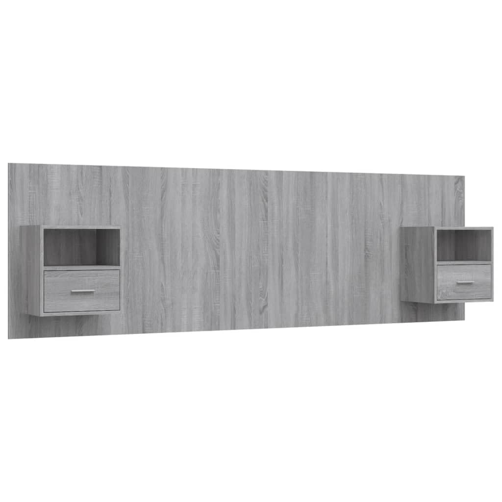 vidaXL Tête de Lit avec Armoires Accessoire de Lit Tête de Lit Flottante Murale Meuble de Chambre à Coucher Sonoma Gris Bois d'Ingénierie