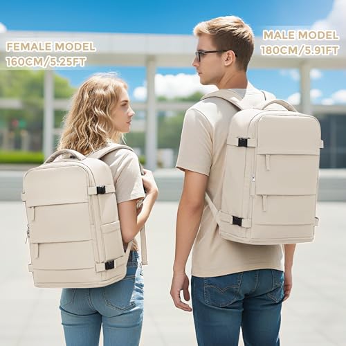 Image of coowoz Travel Backpack For Women Men,Carry On Backpack,Hiking Backpacks Waterproof Outdoor Sports Rucksack Casual Daypack travel essentials(Off White)
