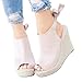 Wedges Sandals For Womens Espadrille Platform Peep Toe Ankle Strap Mid Heel Suede Back Lace Up Sandals