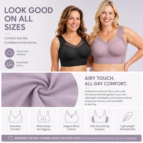 Posture Bra Pullover Full Coverage Bra Beige M - image 4