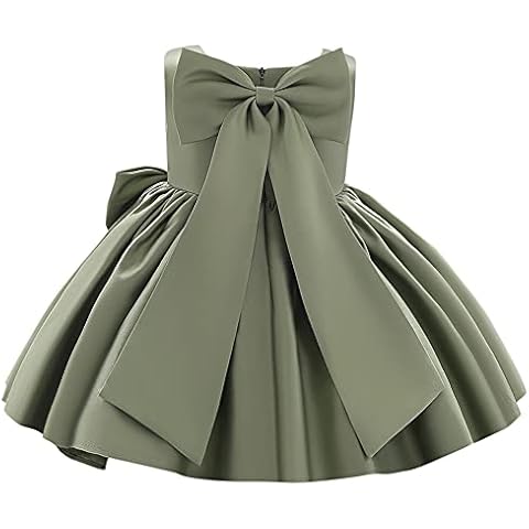 Flower Girls Bowknot Tutu Dress for Kids Baby Wedding Bridesmaid Birthday Party Pageant Formal Dresses Toddler Little Princess First Communion Baptism Christening Dance Prom Gown Green 12-18 Months Cover