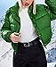 Tanming Womens Faux Leather Puffer Jacket Winter Long Sleeve Black Short Bubble Coat (Green-S)