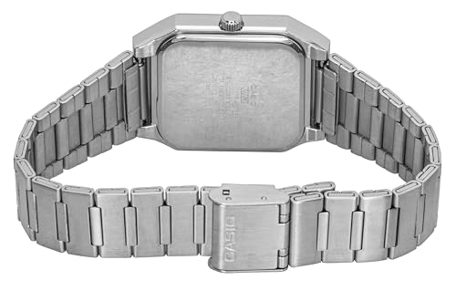 Image of Casio MTP-B185D-2A1 Men's Analog Watch, Silver Stainless Steel Bracelet, Blue Square Dial, Date Display, 50M Water Resistant