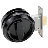 FarBoat 1 Set Recessed Flush Lock for Cabinet 201 Stainless Steel Round Sliding Door Pull Hidden Privacy Locker Knobs Handles (Black)