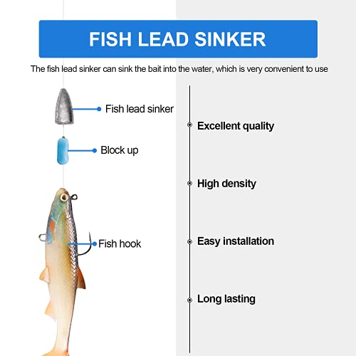 Proximitck Fishing Sinkers, Fishing Lead Worm Weights Fishing Sinkers For Bass Fishing Texas Rig Saltwater Freshwater (7G30Pcs) #TOP3