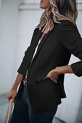 Women's Casual Blazer Open Front Long Sleeve Lapel Work Office Business Blazer Jacket with Pockets3