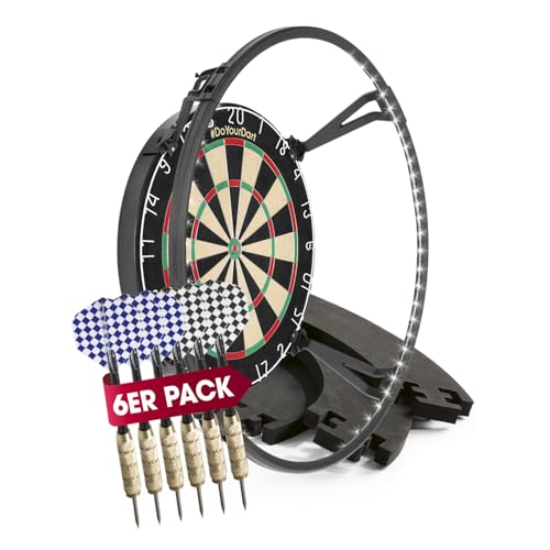 #DoYourDart Dartscheibe inkl. Beleuchtung | Dart Komplett-Set mit...