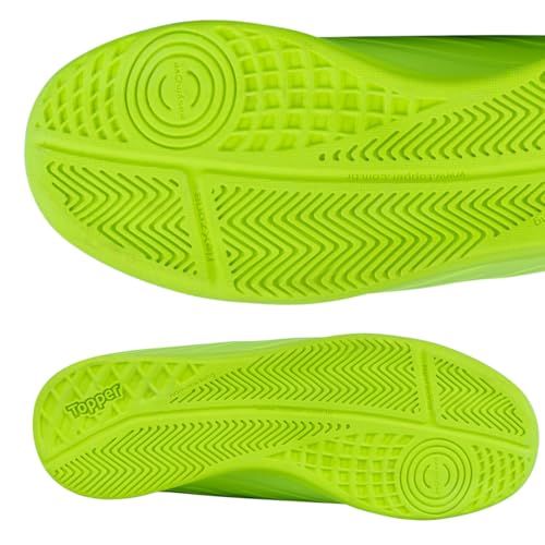 Chuteira Futsal Infantil Topper Forza III, Cabedal Sintético, Solado Emborrachado (Coral/Preto/Amare