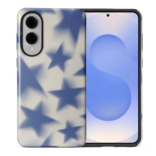 ilikediy for Samsung Galaxy S25 Edge Case,HL2 Retro Blue Stars Hybrid 2 Layer Hard Shell Silicone Protective Pattern Design Case