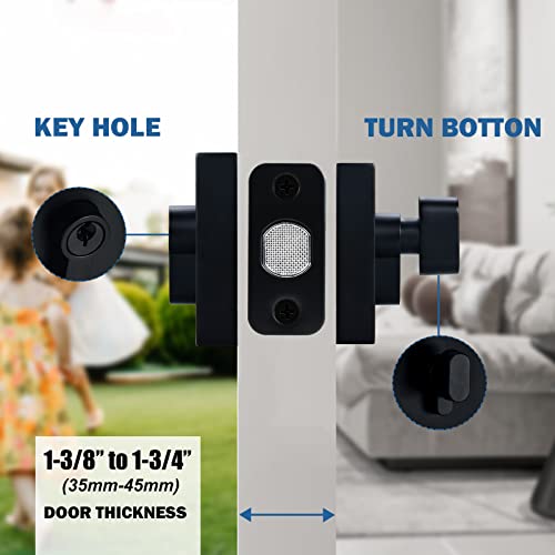 Hiemey Square Single Cylinder Deadbolt Door Lock Set,Modern Contemporary Keyed Deadbolt For Front Entry Door, Matte Black #TOP2