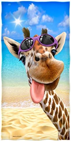 Dawhud Direct Selfie Giraffe Beach Towel for Women, Girls, Kids, Men, Giraffe Bath Towel Print 30" x 60" Pool Towel Super Soft Plush Cotton Giraffe Towel for Animal Lovers