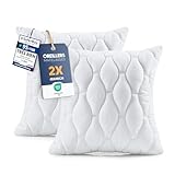 Utopia Bedding Oreillers Matelassés (Lot de 2) 45 x 45 cm, Oreillers de Lit et Décoratifs, Oreillers de Canapé Blanc