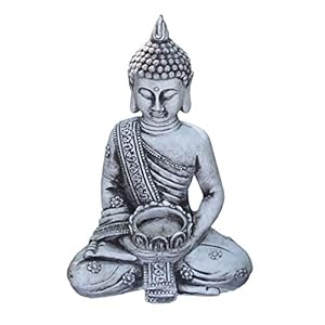 gartendekoparadies.de Massieve stenen figuur steen Thai Boeddha klein voor theelicht van gegoten steen vorstbestendig