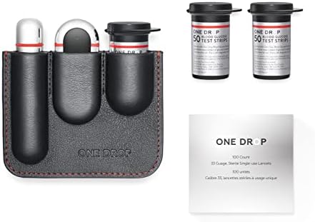 One Drop for Diabetes Glucose Meter Bundle (1 Meter, 1 Lancing Device, 1 Carry Case, 100 Lancets, 100 Test Strips)