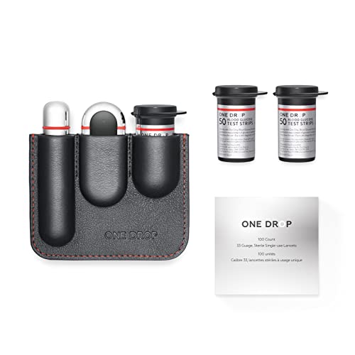 One Drop For Diabetes Glucose Meter Bundle (1 Meter, 1 Lancing Device, 1 Carry Case, 100 Lancets, 100 Test Strips) #TOP3
