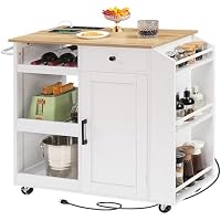 Rolling Wood Kitchen Storage Island (2-Colors) only