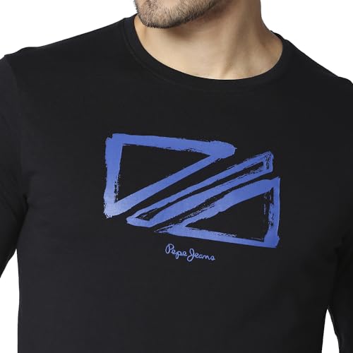 Image of Pepe Jeans Men's Cotton Fitted Crew Neck Printed T-Shirt
