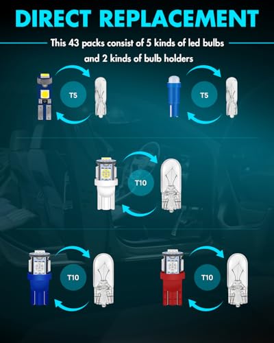 52 piezas kit luces LED para tablero y sockets miniatura 3